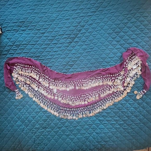 US Belly Dance Costume Velvet Gold Con Hp Scarf Trbal Trangle Hp - Foto 9